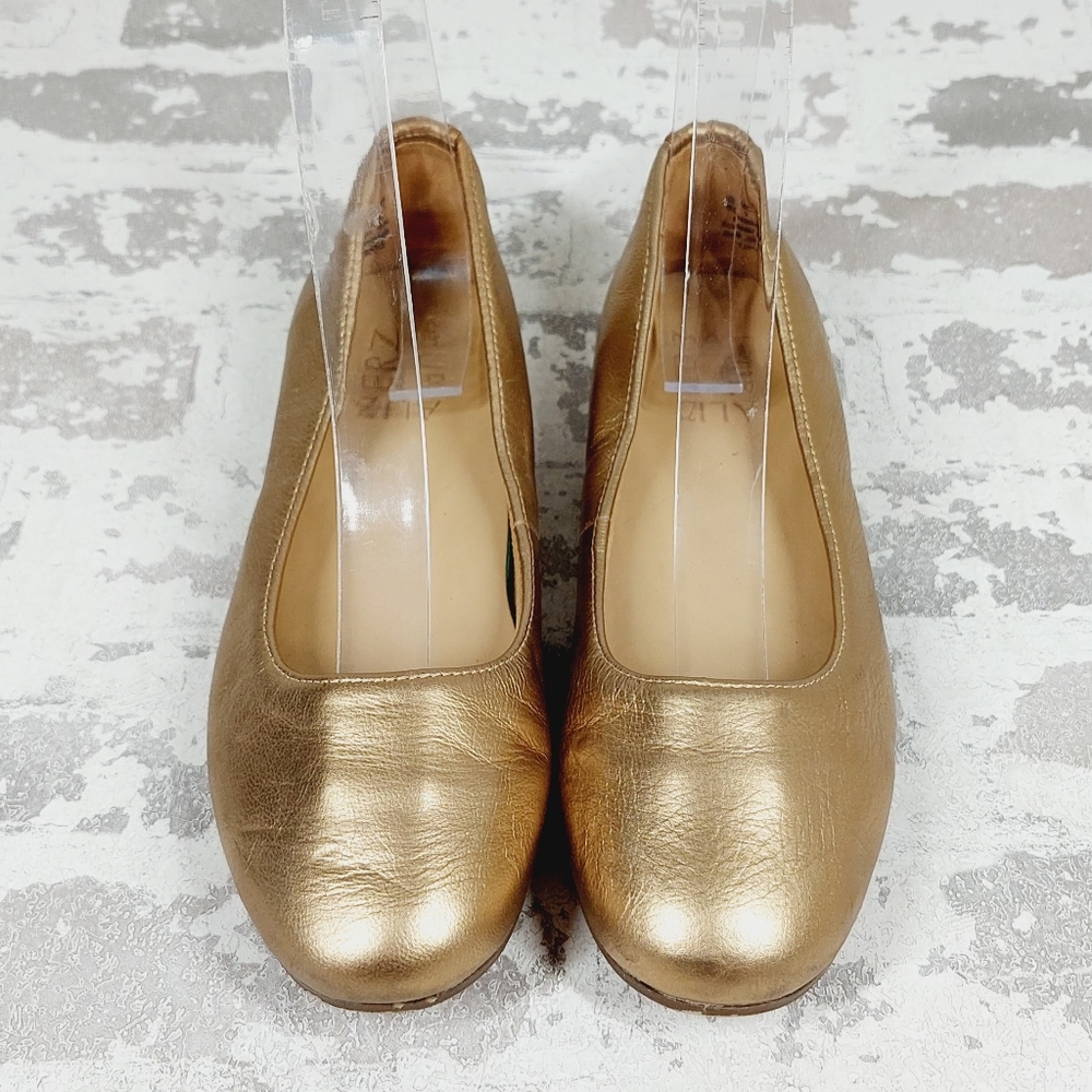 Naturalizer Womens Flexy Gold Leather Round Toe Ballet Flats E529